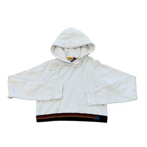 AVIATOR NATION***White Cropped Hoodie w/Rainbow Hem***Small $185